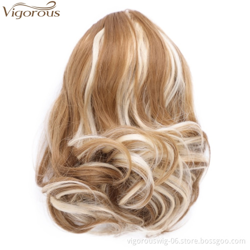 Vigorous Short Curly Clip in Ponytail Hair Extension Synthetic Drawstring Wrap Ponytail Hairpiece for Women